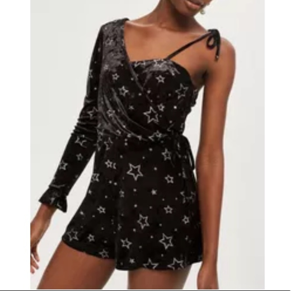 Topshop Black Velvet Star Romper